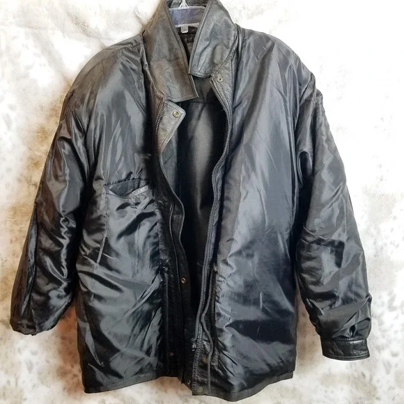 Vintage American Weekend Mens Black Leather Casual Jacket Size 46 Classic Grunge